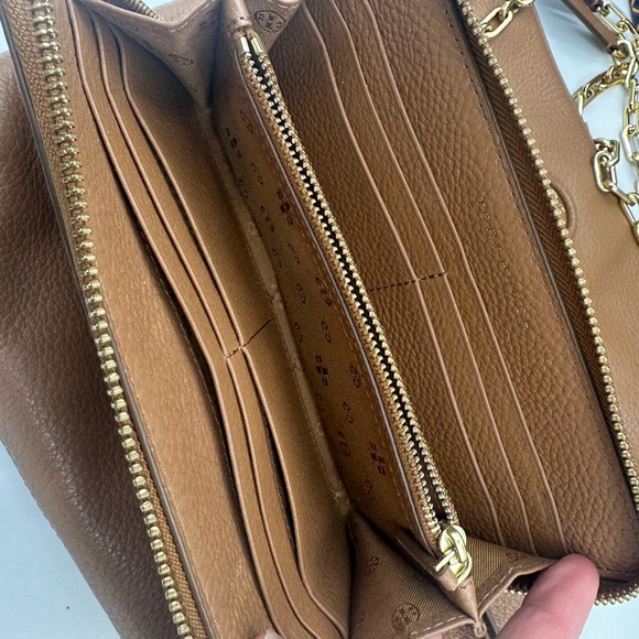 Tory Burch Brown Leather Shoulder or Crossbody Bag with Gold Chain - Picture 5 of 6
